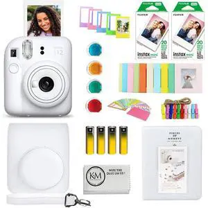 INSTAX Mini 12 Instant Film Camera | Clay White Bundled with INSTAX Mini Instant Film |40 Exposures + Instax Accessory Bundle + AA Batteries + Cleaning Cloth (10 Items) INSTAX Mini 12 Instant Film Camera | Clay White Bundled with INSTAX Mini Instant Film |40 Exposures + Instax Accessory Bundle + AA Batteries + Cleaning Cloth (10 Items)