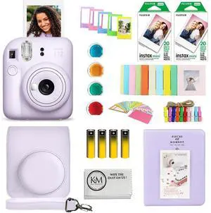 INSTAX Mini 12 Instant Film Camera | Lilac Purple Bundled with INSTAX Mini Instant Film |40 Exposures + Instax Accessory Bundle + AA Batteries + Cleaning Cloth (10 Items) INSTAX Mini 12 Instant Film Camera | Lilac Purple Bundled with INSTAX Mini Instant Film |40 Exposures + Instax Accessory Bundle + AA Batteries + Cleaning Cloth (10 Items)
