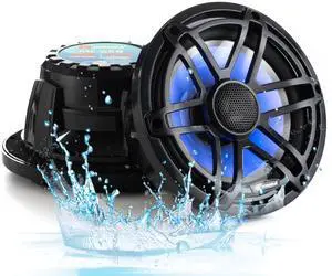 MC-65B 6.5 Marine Speakers - 750W 2-Way IP67 Waterproof Marine Stereo System with Blue LED Light, Full Range Sound, Professional Boat Speakers, No Distortion, Y35 Magnet Woofer - 1 Pair MC-65B 6.5 Marine Speakers - 750W 2-Way IP67 Waterproof Marine Stereo System with Blue LED Light, Full Range Sound, Professional Boat Speakers, No Distortion, Y35 Magnet Woofer - 1 Pair