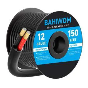 12 Gauge Speaker Wire 150 Feet CL3 Related CCA Black Cable with 2 Conductors for Outdoor Direct Burial Backyard Garden Home Car in-Wall Speaker 12 Gauge Speaker Wire 150 Feet CL3 Related CCA Black Cable with 2 Conductors for Outdoor Direct Burial Backyard Garden Home Car in-Wall Speaker