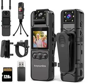 Body Camera with Audio and Video Recording 1080P FHD Mini Police Wearable Body Worn Cam Portable Small Personal Camcorder Sport Action Outdoor Video Recorder (128GB) Body Camera with Audio and Video Recording 1080P FHD Mini Police Wearable Body Worn Cam Portable Small Personal Camcorder Sport Action Outdoor Video Recorder (128GB)