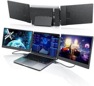 S3 Laptop Screen Extender, 14'' Triple Portable Monitor for Laptops Plug and Play, 1080P FHD IPS Laptop Monitor Extender for 13''-16.5'' Laptops Compatible with Windows, Chrome, Switch S3 Laptop Screen Extender, 14'' Triple Portable Monitor for Laptops Plug and Play, 1080P FHD IPS Laptop Monitor Extender for 13''-16.5'' Laptops Compatible with Windows, Chrome, Switch