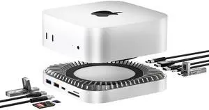 Mac mini M4 Dock, Aluminum Stand and HDMI Hub for Mac mini M4 and M4 Pro 2024 with M.2 NVMe/SATA SSD Enclosure, 4K60Hz HDMI,10G USB A/C, 5G USB A*2, USB-C Charge, SD/TF, Audio Mac mini M4 Dock, Aluminum Stand and HDMI Hub for Mac mini M4 and M4 Pro 2024 with M.2 NVMe/SATA SSD Enclosure, 4K60Hz HDMI,10G USB A/C, 5G USB A*2, USB-C Charge, SD/TF, Audio