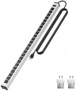24 Outlets Long Power Strip,Heavy Duty Metal Socket Power Strip,Aluminum with 15-Foot Extension Power Cord,ETL Certified 24 Outlets Long Power Strip,Heavy Duty Metal Socket Power Strip,Aluminum with 15-Foot Extension Power Cord,ETL Certified