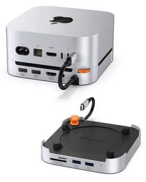Mac mini M4 Dock Stand with NVMe SATA SSD Enclosure, 8-Port Hub | 10Gbps | Easy Power Button | Stable Wi-Fi | 2* USB A 10Gbps, 4K@60Hz HDMI, SD/TF Slot, 2* USB A, Audio 3.5mm | for M4/M4 Pro Mac mini M4 Dock Stand with NVMe SATA SSD Enclosure, 8-Port Hub | 10Gbps | Easy Power Button | Stable Wi-Fi | 2* USB A 10Gbps, 4K@60Hz HDMI, SD/TF Slot, 2* USB A, Audio 3.5mm | for M4/M4 Pro
