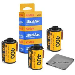 Ultramax 400 35mm Film - 3 Packs of 36 Exposure Rolls for 35mm Cameras Bundled with The Tudak Store Microfiber Cloth - 108 Exposures, ISO 400 Color Negative Film for 35mm Film Camera Ultramax 400 35mm Film - 3 Packs of 36 Exposure Rolls for 35mm Cameras Bundled with The Tudak Store Microfiber Cloth - 108 Exposures, ISO 400 Color Negative Film for 35mm Film Camera