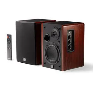 Eris Accent Powered Bookshelf Speakers 50W Wired Stereo Speakers for Record Player, Turntable, Desk & Home, Multiple Inputs, 4 Woofer, Studio Monitors, Tweeter, Remote, Sub Out, Wood Grain Eris Accent Powered Bookshelf Speakers 50W Wired Stereo Speakers for Record Player, Turntable, Desk & Home, Multiple Inputs, 4 Woofer, Studio Monitors, Tweeter, Remote, Sub Out, Wood Grain