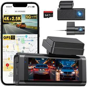 4K+2.5K Dash Cam Front and Rear, Built-in GPS, 5.8G WiFi, Free 64GB Card Included, Dash Camera for Cars, 2-Channel Car Camera,3.16'' IPS Screen,G-Sensor,WDR&HDR,24H Parking Monitor,Max 256GB 4K+2.5K Dash Cam Front and Rear, Built-in GPS, 5.8G WiFi, Free 64GB Card Included, Dash Camera for Cars, 2-Channel Car Camera,3.16'' IPS Screen,G-Sensor,WDR&HDR,24H Parking Monitor,Max 256GB