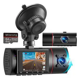 Dual Dash Cam Front and Inside with 64GB Card,1080P Dash Camera for Cars | X25 Dashcam with Night Vision,Loop Recording,G-Sensor,24H Park Monitor,Inside Car Camera for Uber/Lyft/Taxi Driver Dual Dash Cam Front and Inside with 64GB Card,1080P Dash Camera for Cars | X25 Dashcam with Night Vision,Loop Recording,G-Sensor,24H Park Monitor,Inside Car Camera for Uber/Lyft/Taxi Driver