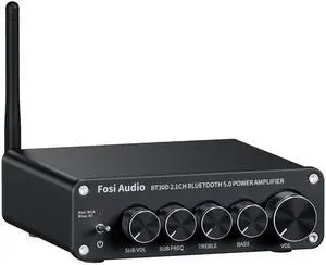 BT30D Bluetooth 5.0 Stereo Audio Receiver Amplifier 2.1 Channel Mini Hi-Fi Class D Integrated Amp 50 Watt x2+100 Watt for Home Outdoor Passive Speakers/Subwoofer Powered Subwoofer BT30D Bluetooth 5.0 Stereo Audio Receiver Amplifier 2.1 Channel Mini Hi-Fi Class D Integrated Amp 50 Watt x2+100 Watt for Home Outdoor Passive Speakers/Subwoofer Powered Subwoofer
