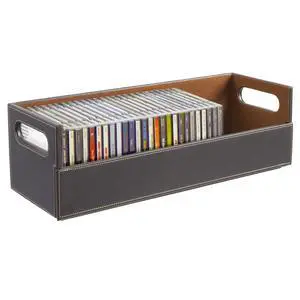 CD Storage Box, Organizer Shelf for Movie Cases, DVDs, Cassette Tape Display Stand, Disc Holder Can Store Up to 40 CDs, Faux Leather (Brown) CD Storage Box, Organizer Shelf for Movie Cases, DVDs, Cassette Tape Display Stand, Disc Holder Can Store Up to 40 CDs, Faux Leather (Brown)
