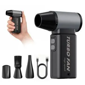 Compressed Air Duster, 130000RPM Super Power Cordless Air Duster | Dust Air Blower for Electronics, Rechargeable Brushless Blower, 4 Gear Adjustable, 4 Nozzles, Home & Outdoor Cleaning, Black Compressed Air Duster, 130000RPM Super Power Cordless Air Duster | Dust Air Blower for Electronics, Rechargeable Brushless Blower, 4 Gear Adjustable, 4 Nozzles, Home & Outdoor Cleaning, Black
