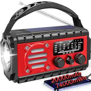 20000mah Emergency Radio, SW/NOAA/AM/FM Weather Radio, Solar Powered Hand Crank Charger with Big Battery Powered, Portable, Cellphone Charge, SOS, Flashlight for Emergency/Home 20000mah Emergency Radio, SW/NOAA/AM/FM Weather Radio, Solar Powered Hand Crank Charger with Big Battery Powered, Portable, Cellphone Charge, SOS, Flashlight for Emergency/Home