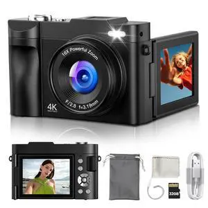 Digital Camera 4K for Photography Vlogging: 50MP Cameras for Video - 16X Zoom Photo Camera Gifts for Teens Ages 8-16 - 180°Flip Screen Compact Cámara - Point and Shoot Digital Cameras for YouTube Digital Camera 4K for Photography Vlogging: 50MP Cameras for Video - 16X Zoom Photo Camera Gifts for Teens Ages 8-16 - 180°Flip Screen Compact Cámara - Point and Shoot Digital Cameras for YouTube