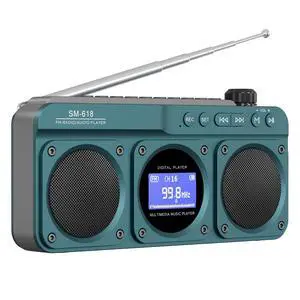 Small Digital FM Radio Bluetooth Speaker, Handheld Rechargeable Radio Wireless Speaker, LCD Display, Double Speakers, Headphone Jack, Support USB/Micro SD Card MP3 Play for Home Outdoor (No AM) Small Digital FM Radio Bluetooth Speaker, Handheld Rechargeable Radio Wireless Speaker, LCD Display, Double Speakers, Headphone Jack, Support USB/Micro SD Card MP3 Play for Home Outdoor (No AM)