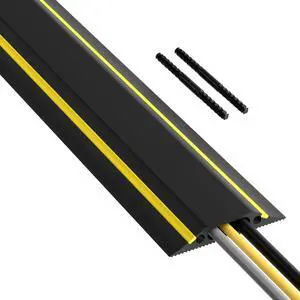 6ft Floor Cord Cover, Made in USA Linkable Cable Protector, Hide Extension Cords, Protect Cords, Prevent Cable Trips, Cord Hider, Heavy Duty - Cord Cavity = 1.18" (W) x 0.39" (H), Black/Yellow 6ft Floor Cord Cover, Made in USA Linkable Cable Protector, Hide Extension Cords, Protect Cords, Prevent Cable Trips, Cord Hider, Heavy Duty - Cord Cavity = 1.18" (W) x 0.39" (H), Black/Yellow