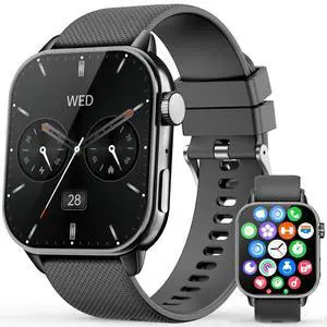 Smart Watch for Men Women, 1.85'' AMOLED HD Fitness Watch with 120+ Sports Modes, Bluetooth Call/Heart Rate/Sleep Monitor/Pedometer, Smartwatch for Android iOS, IP68 Waterproof, Black Smart Watch for Men Women, 1.85'' AMOLED HD Fitness Watch with 120+ Sports Modes, Bluetooth Call/Heart Rate/Sleep Monitor/Pedometer, Smartwatch for Android iOS, IP68 Waterproof, Black