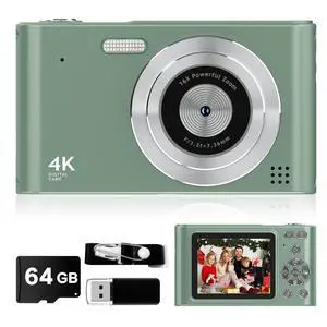 Digital Camera - 1080P Vlog Camera, 44MP Compact, 16X Zoom, Anti-Shake, Green Gift for Kids Digital Camera - 1080P Vlog Camera, 44MP Compact, 16X Zoom, Anti-Shake, Green Gift for Kids