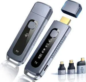 Wireless HDMI Transmitter and Receiver, Plug & Play HDMI Extender | 4K Decode Input, 1080P@60Hz Output, No WiFi/Apps/Bluetooth, Dual-Band 5.8G+2.4G, Low Latency, 165FT, Projector/Meeting Wireless HDMI Transmitter and Receiver, Plug & Play HDMI Extender | 4K Decode Input, 1080P@60Hz Output, No WiFi/Apps/Bluetooth, Dual-Band 5.8G+2.4G, Low Latency, 165FT, Projector/Meeting