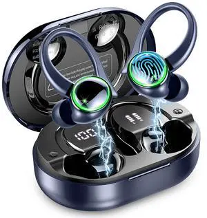 Wireless Earbuds Sports, Bluetooth 5.4 Headphones Hifi Stereo, Over-Ear Buds with 50H Playback, Earhooks Design, ENC Noise Cancelling Mic, IP7 Waterproof, Fitness Headset for Gym Running Workout Wireless Earbuds Sports, Bluetooth 5.4 Headphones Hifi Stereo, Over-Ear Buds with 50H Playback, Earhooks Design, ENC Noise Cancelling Mic, IP7 Waterproof, Fitness Headset for Gym Running Workout