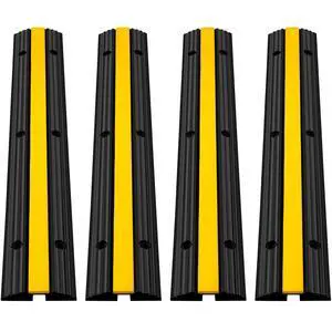 4 Pack of 1-Channel Rubber Cable Protector Ramps Heavy Duty 18000Lbs Load Capacity Cable Wire Cord Cover Ramp Speed Bump Driveway Hose Cable Ramp Protective Cover 4 Pack of 1-Channel Rubber Cable Protector Ramps Heavy Duty 18000Lbs Load Capacity Cable Wire Cord Cover Ramp Speed Bump Driveway Hose Cable Ramp Protective Cover