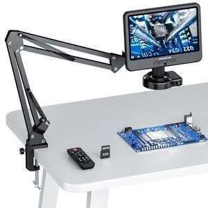 AD109 Digital Microscope with 10.1" Screen for Soldering Repair | Flexible Boom Arm Stand, Coin Microscope Full View for Error Coins, 56 LED Ring Light, Windows Mac Compatible, 32GB Card AD109 Digital Microscope with 10.1" Screen for Soldering Repair | Flexible Boom Arm Stand, Coin Microscope Full View for Error Coins, 56 LED Ring Light, Windows Mac Compatible, 32GB Card
