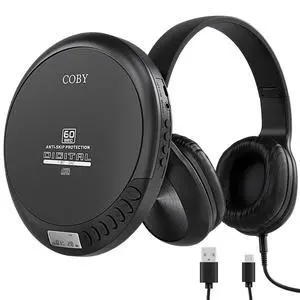 Portable CD Player with Headphones, FM Radio, MP3 Playback, Black | 60-Second Anti-Skip for Home, Car & Travel, CD-R/CD-RW/MP3 Playback, 2 AA or USB Power, Simple Buttons, Foldable Headphones Portable CD Player with Headphones, FM Radio, MP3 Playback, Black | 60-Second Anti-Skip for Home, Car & Travel, CD-R/CD-RW/MP3 Playback, 2 AA or USB Power, Simple Buttons, Foldable Headphones