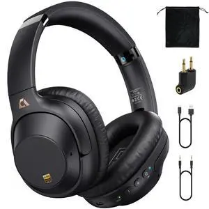 Bluetooth 6.0 Active Noise Cancelling Headphones for Airplane Travel, LDAC Hi-Res Audio, 90H Playtime Wired and Wireless ANC Headphones, Over Ear Headset for Home Office, Custom EQ via APP, Black Bluetooth 6.0 Active Noise Cancelling Headphones for Airplane Travel, LDAC Hi-Res Audio, 90H Playtime Wired and Wireless ANC Headphones, Over Ear Headset for Home Office, Custom EQ via APP, Black