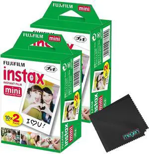 Mini Instant Film (White) for Mini 8,9,11,12,50s, 25, 7s, 90, 300 Cameras, Instax Mini Link's W/Microfiber Cloth by Megen (40 Prints) Mini Instant Film (White) for Mini 8,9,11,12,50s, 25, 7s, 90, 300 Cameras, Instax Mini Link's W/Microfiber Cloth by Megen (40 Prints)