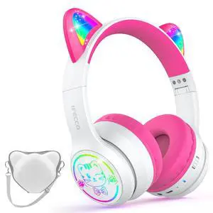 IFECCO Kids Bluetooth Headphones with Case,Cute LED Light Up Cat Ears | Children Girls Wireless Headphones,for School iPad Tablet Gifts,Volume-limiting,with Mic,for 3-14Years IFECCO Kids Bluetooth Headphones with Case,Cute LED Light Up Cat Ears | Children Girls Wireless Headphones,for School iPad Tablet Gifts,Volume-limiting,with Mic,for 3-14Years