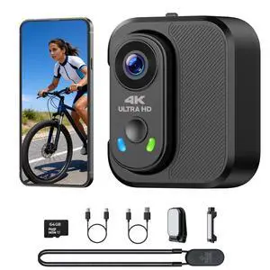 4K Mini Body Camera, Thumb Action Camera with 64GB Card, WiFi, EIS Stabilization, Charger Case, Magnetic Mount, 150° Wide Angle Wearable POV Camera for TikTok YouTube Vlogging Outdoor Motorcycle 4K Mini Body Camera, Thumb Action Camera with 64GB Card, WiFi, EIS Stabilization, Charger Case, Magnetic Mount, 150° Wide Angle Wearable POV Camera for TikTok YouTube Vlogging Outdoor Motorcycle