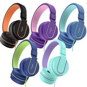 Kids Headphones Bulk 5-Pack for School Classroom with Mic, 93dB | Volume Limited K-12 On-Ear Durable Headset for Everyday Students Children, 3.5mm Jack for Chromebooks Tablets Laptop Computer Kids Headphones Bulk 5-Pack for School Classroom with Mic, 93dB | Volume Limited K-12 On-Ear Durable Headset for Everyday Students Children, 3.5mm Jack for Chromebooks Tablets Laptop Computer