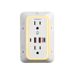 Multi Plug Wall Outlet Extender - 6 Outlet Splitter & 4 USB Ports with 20W PD USB-C Fast Charging, Smart Night Light, 3-Sided 1050J Surge Protector Power Strip for Home, Office, Dorm Room Essentials Multi Plug Wall Outlet Extender - 6 Outlet Splitter & 4 USB Ports with 20W PD USB-C Fast Charging, Smart Night Light, 3-Sided 1050J Surge Protector Power Strip for Home, Office, Dorm Room Essentials