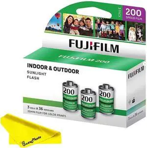Fujicolor 200 Color Negative Film - Vivid Color Prints in Daylight & Flash (35mm Roll Film, 36 Exposures) - 3 Rolls Fujicolor 200 Color Negative Film - Vivid Color Prints in Daylight & Flash (35mm Roll Film, 36 Exposures) - 3 Rolls