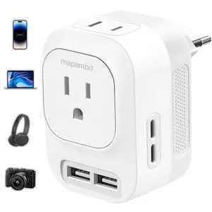 220V to 110V Voltage Converter US to Europe with 2 USB A 2 USB C Fast Charging, Power Converter for European Travel Universal International Travel Adapter for Italy Germany France Spain 220V to 110V Voltage Converter US to Europe with 2 USB A 2 USB C Fast Charging, Power Converter for European Travel Universal International Travel Adapter for Italy Germany France Spain