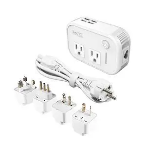 Power Step Down 220V to 110V Travel Voltage Converter International Power Adapter for Hair Straightener/Curling Iron with 4-Port USB Charging US/UK/AU/EU Universal Plug Adapter (White) Power Step Down 220V to 110V Travel Voltage Converter International Power Adapter for Hair Straightener/Curling Iron with 4-Port USB Charging US/UK/AU/EU Universal Plug Adapter (White)