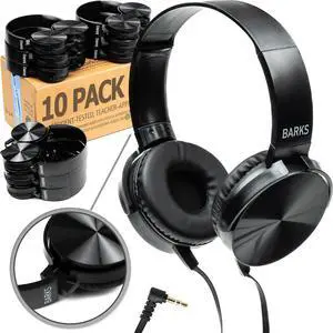 Classroom Headphones Bulk 10 Pack (Select Black, On-Ear, Wired 3.5mm) | Durable Everyday Student Use, Tangle-Free Cords, Adjustable Fit All-Day Comfort, Clear Sound, Easy Clean, K-12 School Testing Classroom Headphones Bulk 10 Pack (Select Black, On-Ear, Wired 3.5mm) | Durable Everyday Student Use, Tangle-Free Cords, Adjustable Fit All-Day Comfort, Clear Sound, Easy Clean, K-12 School Testing