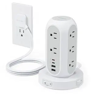 Surge Protector Power Strip with 1050J, Individual Switches, 6 Ft | 11 Outlets, 4 USB Ports (2 USB C), Flat Extension Cord, 20W Charging Station for Multiple Devices, for Office, Dorm Room Surge Protector Power Strip with 1050J, Individual Switches, 6 Ft | 11 Outlets, 4 USB Ports (2 USB C), Flat Extension Cord, 20W Charging Station for Multiple Devices, for Office, Dorm Room