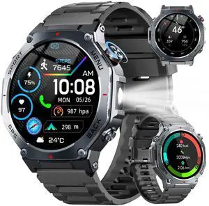 Military Smart Watch for Men Built-in GPS with LED Flashlight | 1.43" AMOLED Display, 5ATM Waterproof, Compass, Fitness Tracker, Heart Rate/Sleep/Blood Oxygen, Watches for Android/iPhone Military Smart Watch for Men Built-in GPS with LED Flashlight | 1.43" AMOLED Display, 5ATM Waterproof, Compass, Fitness Tracker, Heart Rate/Sleep/Blood Oxygen, Watches for Android/iPhone