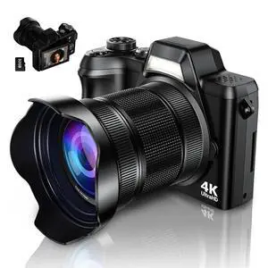 4K Digital Camera for Photography, 56MP Autofocus Vlogging Camera for YouTube Travel, 3" 180°Flip Screen & Lens Hood 16X Zoom, 32GB SD Card for Teens & Beginners 4K Digital Camera for Photography, 56MP Autofocus Vlogging Camera for YouTube Travel, 3" 180°Flip Screen & Lens Hood 16X Zoom, 32GB SD Card for Teens & Beginners