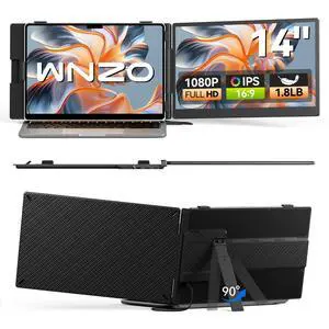 Laptop Screen Extender 1.8lbs 14.1" - Ultra-Light & Ultra-Slim 1080P FHD IPS Dual Portable Monitor for 13"-17.3" Laptops Plug & Play Travel Extra Screen Compatible with Wins/Mac/Android/Chrome Laptop Screen Extender 1.8lbs 14.1" - Ultra-Light & Ultra-Slim 1080P FHD IPS Dual Portable Monitor for 13"-17.3" Laptops Plug & Play Travel Extra Screen Compatible with Wins/Mac/Android/Chrome