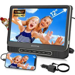 Car DVD Player, 12" Headrest DVD Player with Mount Bracket, Supports 1080P/MP4 Video, HDMI Input/Output, AV Out, AC Adapter, Car Charger, USB Card Reader, Last Memory, All Regions Car DVD Player, 12" Headrest DVD Player with Mount Bracket, Supports 1080P/MP4 Video, HDMI Input/Output, AV Out, AC Adapter, Car Charger, USB Card Reader, Last Memory, All Regions