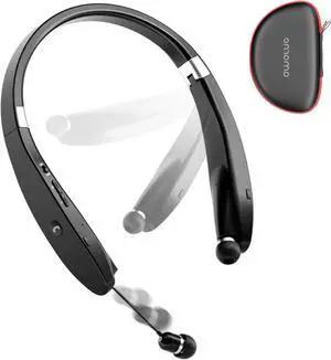 Foldable Bluetooth Headphones Wireless Neckband Headset with Retractable Earbuds, Sports Sweatproof Noise Cancelling Stereo Earphones with Mic Foldable Bluetooth Headphones Wireless Neckband Headset with Retractable Earbuds, Sports Sweatproof Noise Cancelling Stereo Earphones with Mic