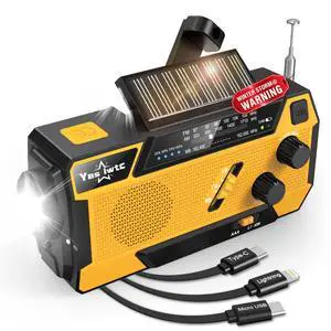 Hand Crank Emergency Radio 7400mWh (2000mAh) Solar Hand Crank Radio Built in 3 Charging Cables AM/FM/NOAA Weather Radio Battery Operated Hand Crank Charger for Emergency Supplies Survival Gear Hand Crank Emergency Radio 7400mWh (2000mAh) Solar Hand Crank Radio Built in 3 Charging Cables AM/FM/NOAA Weather Radio Battery Operated Hand Crank Charger for Emergency Supplies Survival Gear