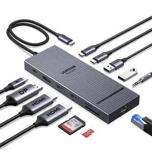USB C Docking Station Triple Monitor 4K, 12-in-1 Dock with 2xHDMI+DP | 2x10Gbps USB-C, 2xUSB-A, 100W PD, SD/TF 3.0, 1G Ethernet, 3.5mm Audio, Revodok Pro 3121 USB-C Hub Adapter, macOS Mirrors Only USB C Docking Station Triple Monitor 4K, 12-in-1 Dock with 2xHDMI+DP | 2x10Gbps USB-C, 2xUSB-A, 100W PD, SD/TF 3.0, 1G Ethernet, 3.5mm Audio, Revodok Pro 3121 USB-C Hub Adapter, macOS Mirrors Only