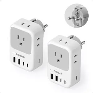 Type F Plug Adapter 2 Pack, 28W Germany France Travel | 4 Outlets 5 USB Ports (3 USB-C), Type E Power Adaptor, US to Europe Spain Iceland Greece South Korea Russia Norway Type F Plug Adapter 2 Pack, 28W Germany France Travel | 4 Outlets 5 USB Ports (3 USB-C), Type E Power Adaptor, US to Europe Spain Iceland Greece South Korea Russia Norway