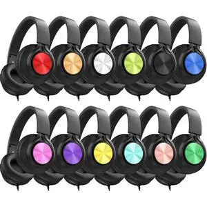 Headphones Wired 12-Pack Bulk for School Kids Students, Multicolor | K-12 Classroom Use, Adjustable, Foldable, Over-Ear Headsets with Microphone HD Stereo Sound 3.5mm Jack for Chromebook Headphones Wired 12-Pack Bulk for School Kids Students, Multicolor | K-12 Classroom Use, Adjustable, Foldable, Over-Ear Headsets with Microphone HD Stereo Sound 3.5mm Jack for Chromebook