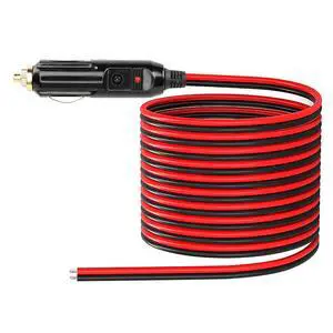 Cigarette Lighter Male Plug Cable,12V Replacement Car Cigarette Lighter,With 20A Fuse,13AWG Tin-Plated Tail Wire- 2M/6.5FT Cigarette Lighter Male Plug Cable,12V Replacement Car Cigarette Lighter,With 20A Fuse,13AWG Tin-Plated Tail Wire- 2M/6.5FT