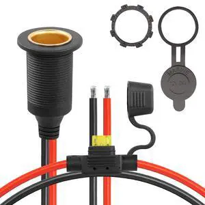 12V/24V Fixed Thread Cigarette Lighter Socket Extension Cable,20A 13AWG Waterproof Cigarette Lighter Female Socket Replacement Cable-0.3m/1ft 12V/24V Fixed Thread Cigarette Lighter Socket Extension Cable,20A 13AWG Waterproof Cigarette Lighter Female Socket Replacement Cable-0.3m/1ft