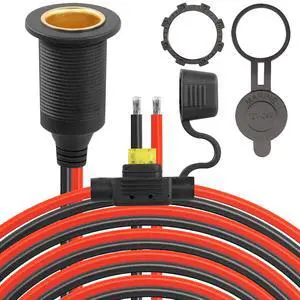 12V/24V Fixed Thread Cigarette Lighter Socket Extension Cable,20A 13AWG Waterproof Cigarette Lighter Female Socket Replacement Cable-(2M) 12V/24V Fixed Thread Cigarette Lighter Socket Extension Cable,20A 13AWG Waterproof Cigarette Lighter Female Socket Replacement Cable-(2M)